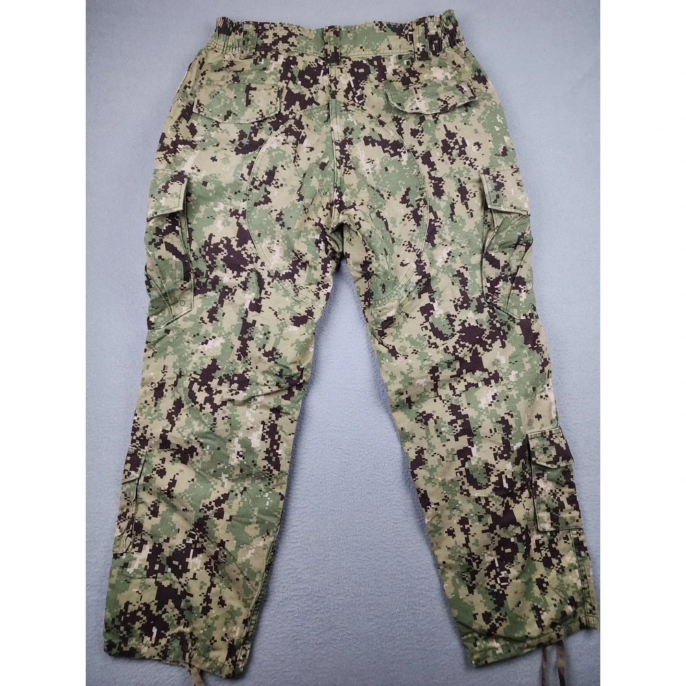US Navy Pants Mens L Short 34x30 Green Navy NWU Type III Camo Cargo Seals Work